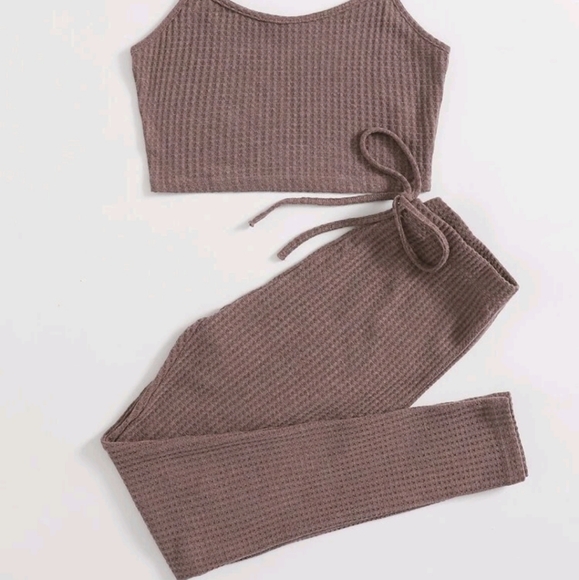 LAST SET! NEW Waffle Knit Cami Top & Leggings Set - Picture 5 of 7
